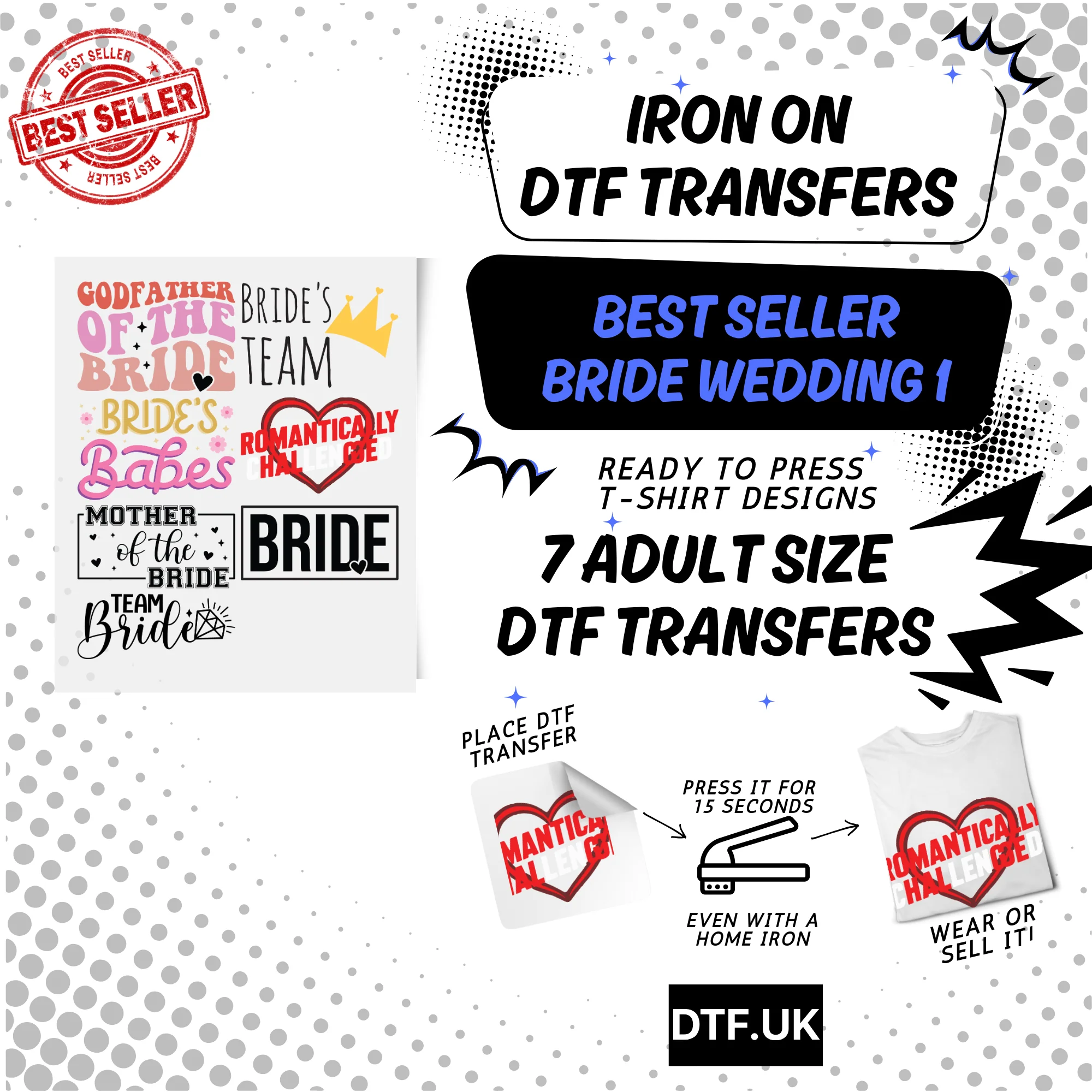 Bride Wedding T-shirt Designs – DTF Gangsheet Bundle 4