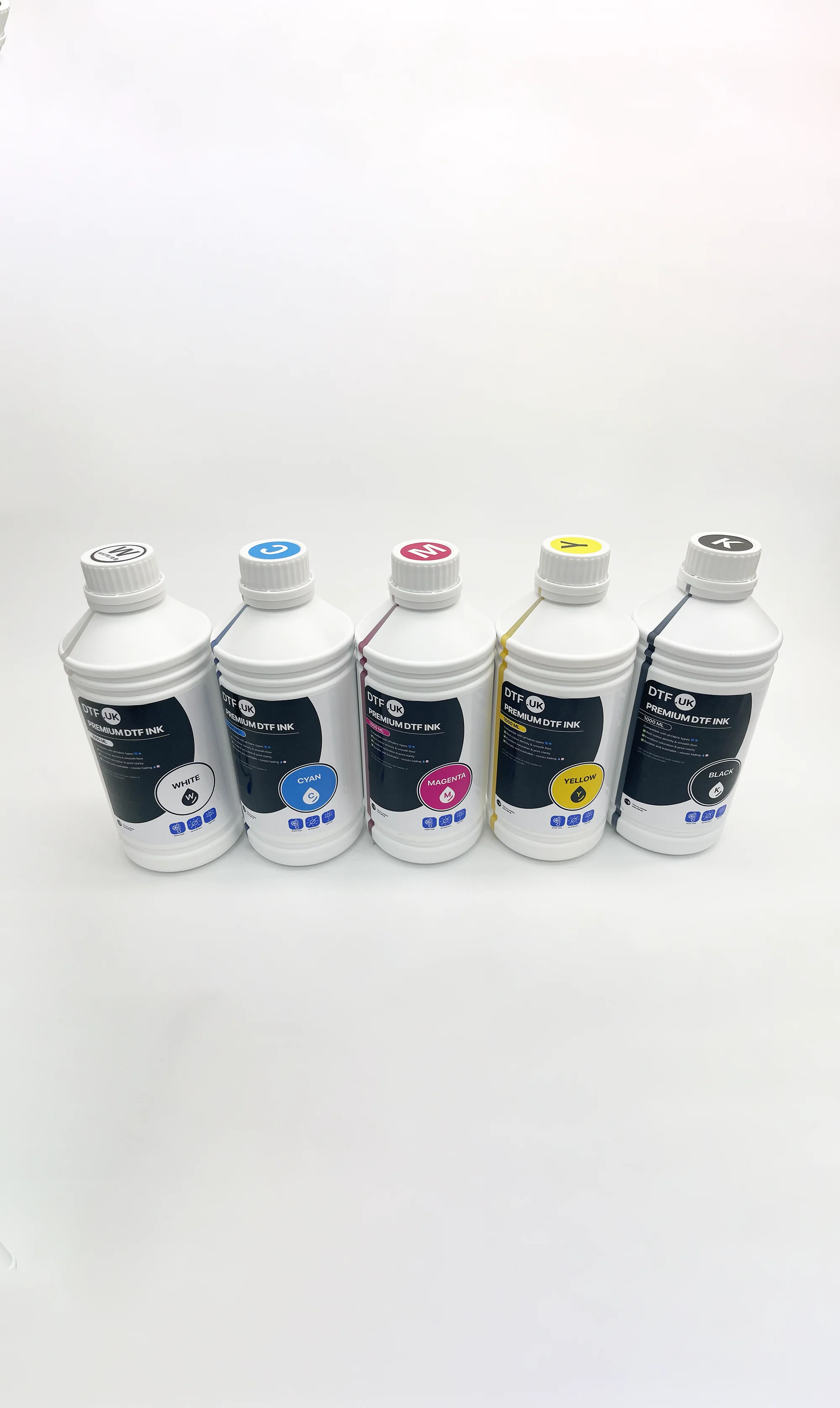 DTF Inks – White + CMYK Full Colour Set (5 x 1L Bottles) - Image 3