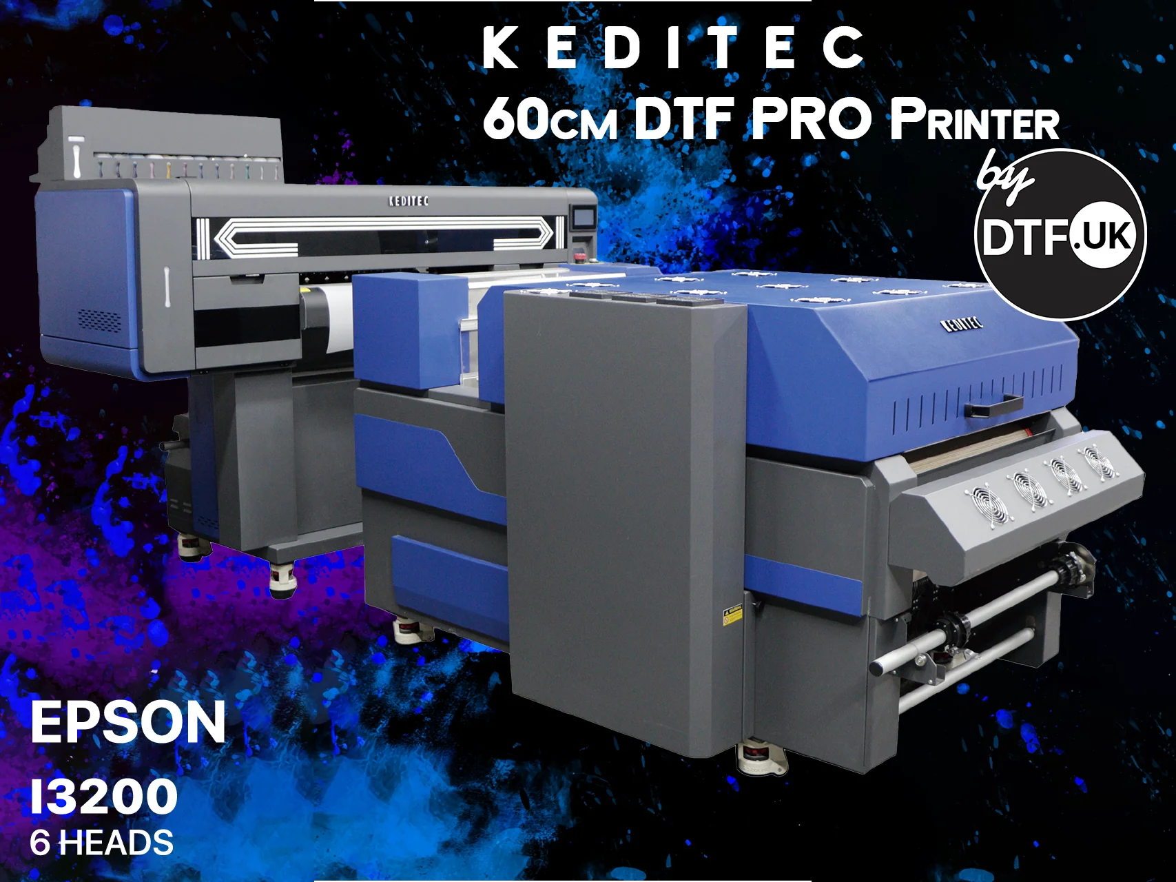DTF Printer 60 Pro | 6 Heads i3200-A1 | 5, 9 or 13 Colours | KEDITEC by DTF.UK