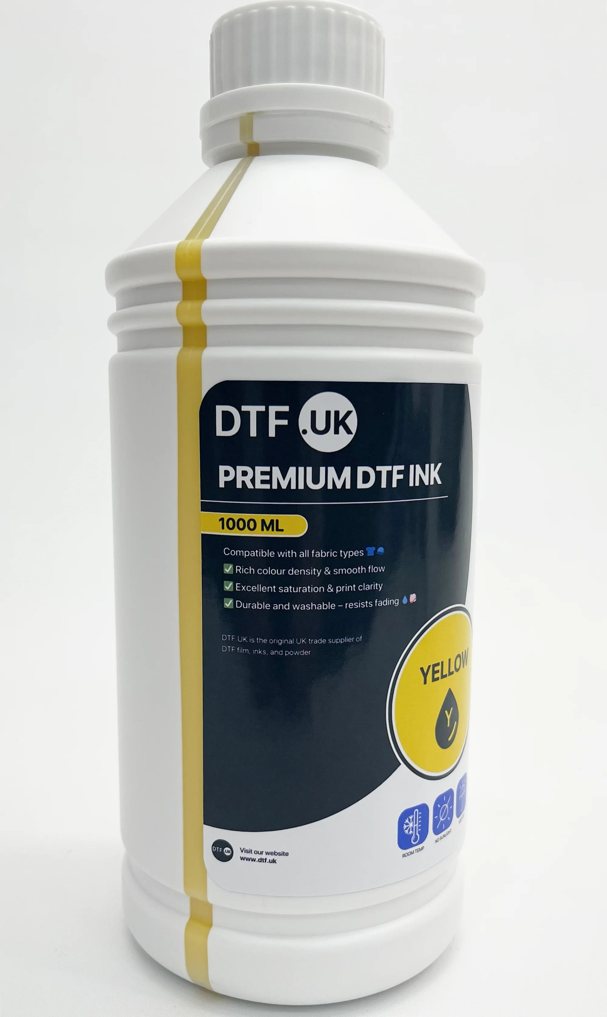 Premium DTF Yellow Ink – 1L Bottle for Bright, True Tones - Image 3